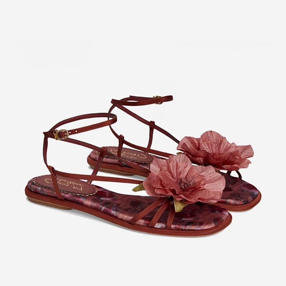 NWOB Circus NY by Sam Edelman Olana Spiced Merlot Flower Strappy Sandal 6.5